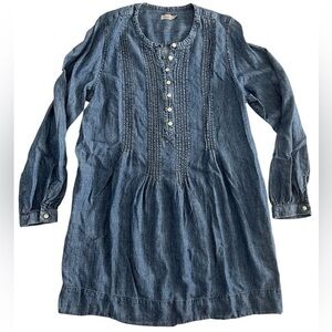 Faherty linen blend Denim Blue Long Sleeve Dress